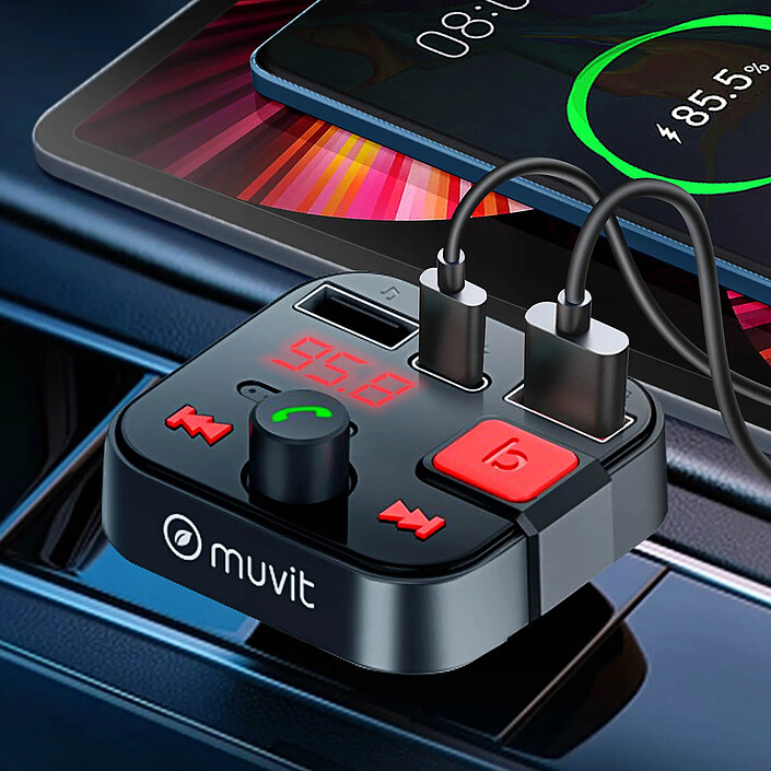 Acheter Muvit Transmetteur FM Bluetooth Allume cigare avec Port de charge USB et USB C Muvit
