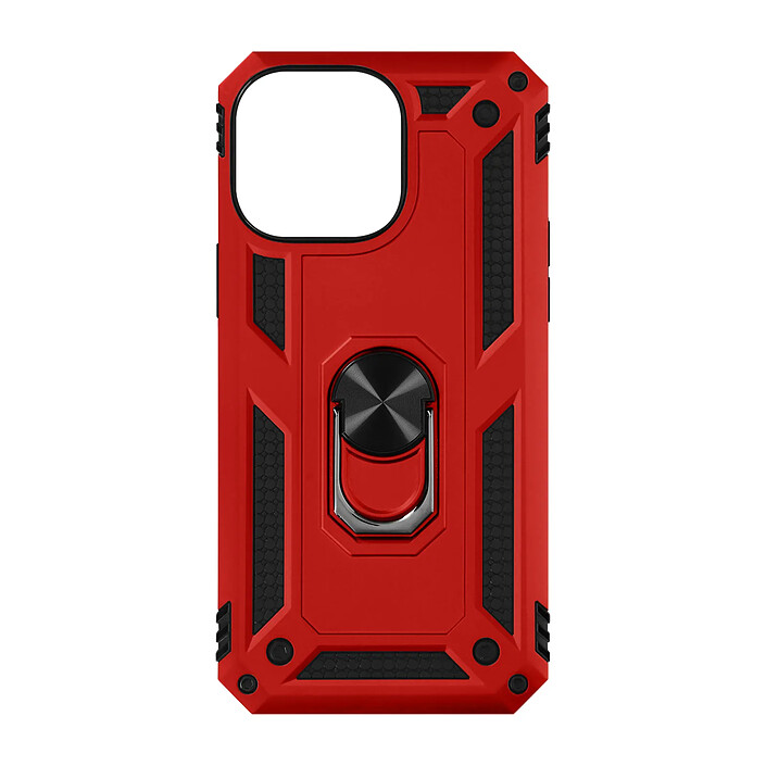 Avizar Coque pour iPhone 15 Pro Max Hybride Bague Magnétique Série ArmoRing Rouge