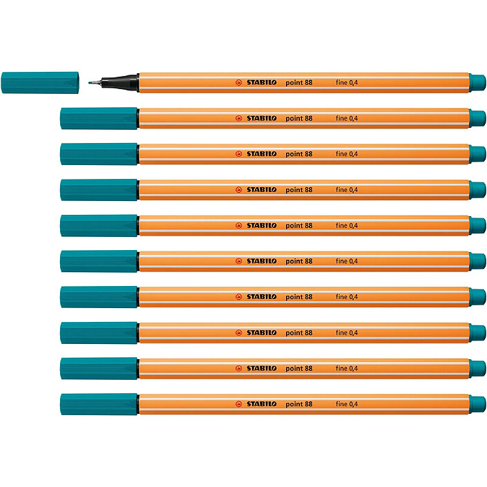 STABILO Stylo-Feutre POINT 88 Pointe Fine 0,4 mm turquoise x 10