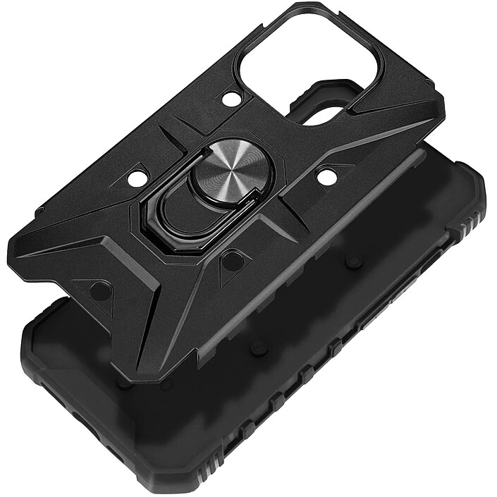 Avizar Coque Bague pour iPhone 15 Plus Bumper Antichoc Série ArmoRing Bump Noir pas cher