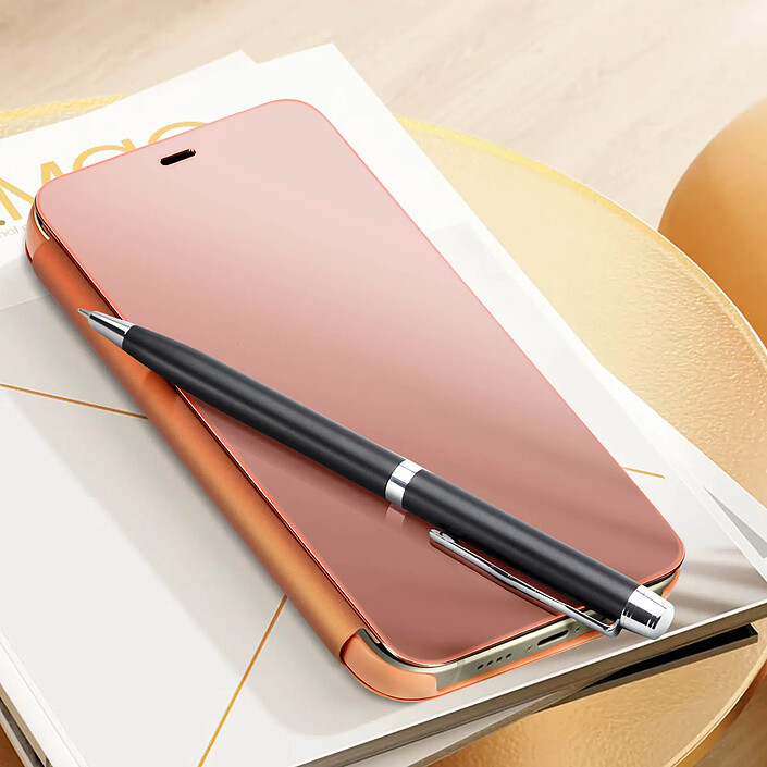 Avis Avizar Étui Clear View pour iPhone 15 Pro Clapet Miroir Fonction Support Rose Gold
