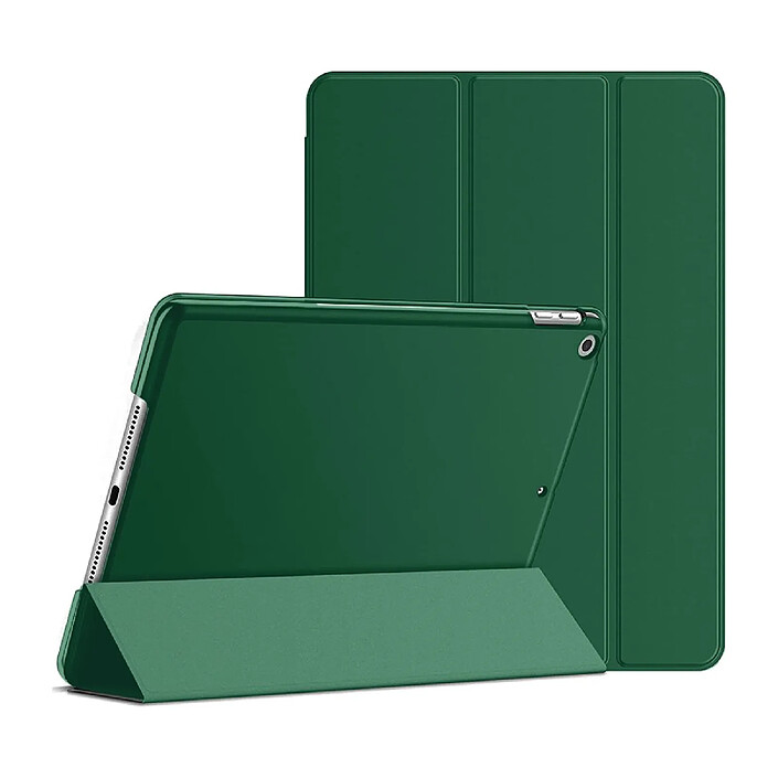 Evetane Etui Smart Cover iPad 10.2 Pouces (2019/2020/2021) vert sapin à rabat avec support