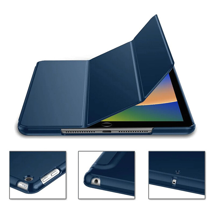Evetane Etui Smart Cover iPad 10.2 Pouces (2019/2020/2021) Bleu à rabat avec support pas cher