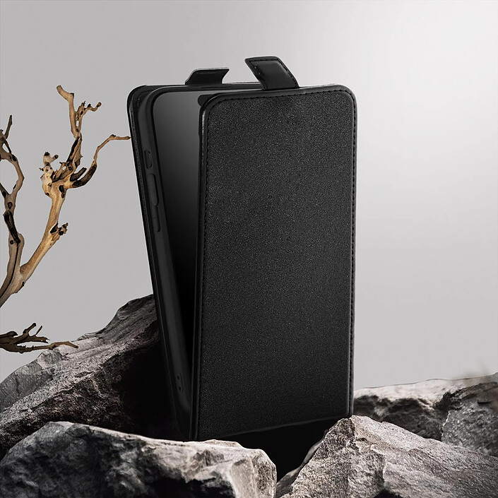 Avizar Étui pour iPhone 15 Clapet Vertical avec Porte-carte Noir pas cher