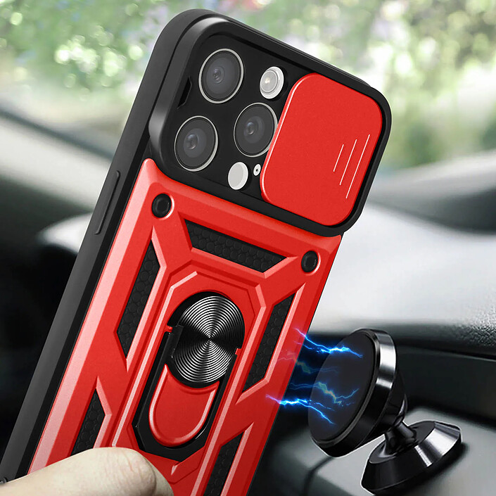 Avizar Coque Antichoc pour iPhone 15 Pro Max Cache Caméra Coulissant Bague pas cher