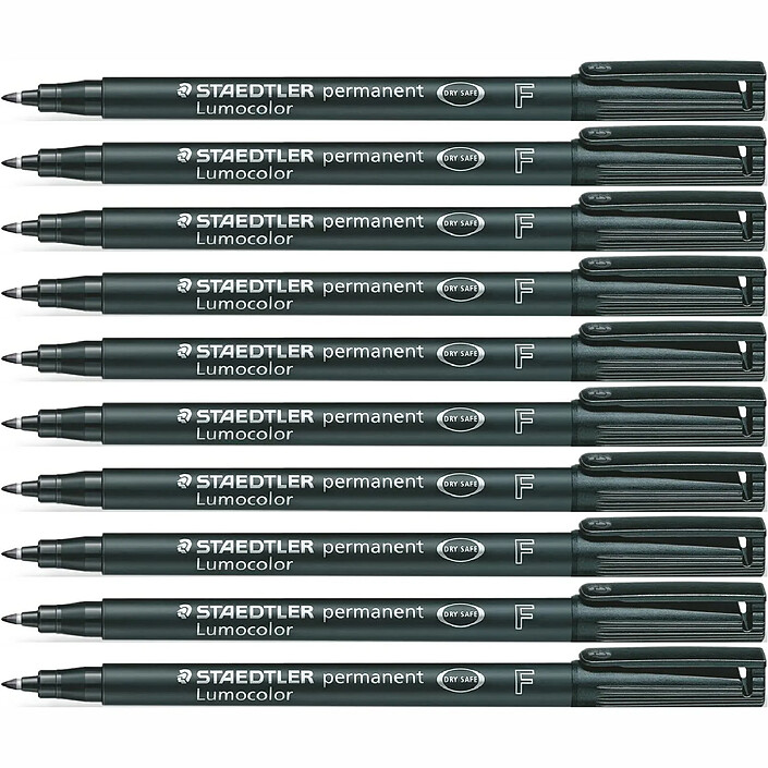 STAEDTLER Marqueur permanent 'Lumocolor 318F' pointe fine noir x 10