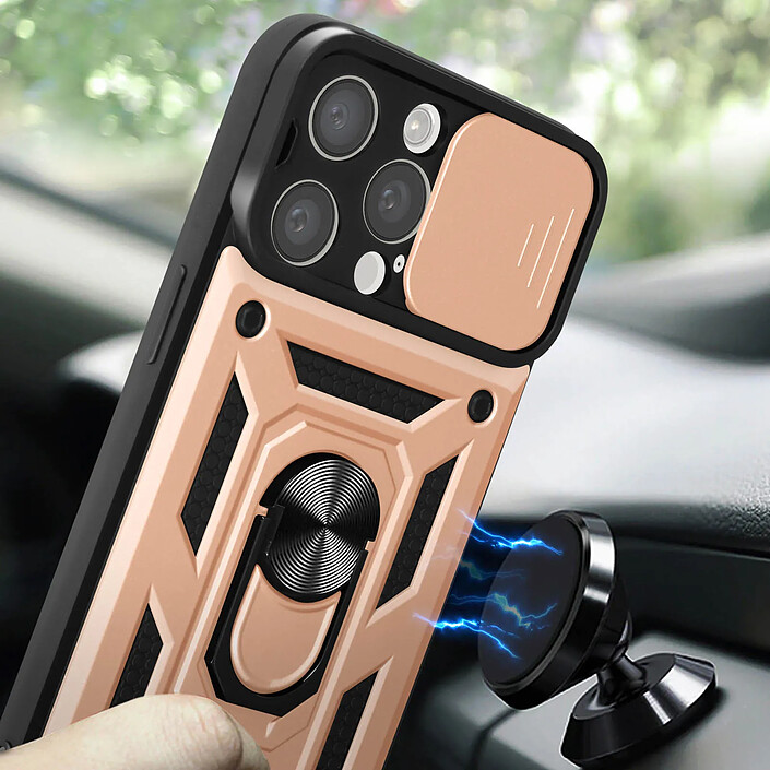 Avizar Coque Antichoc pour iPhone 15 Pro Max Cache Caméra Coulissant Bague pas cher