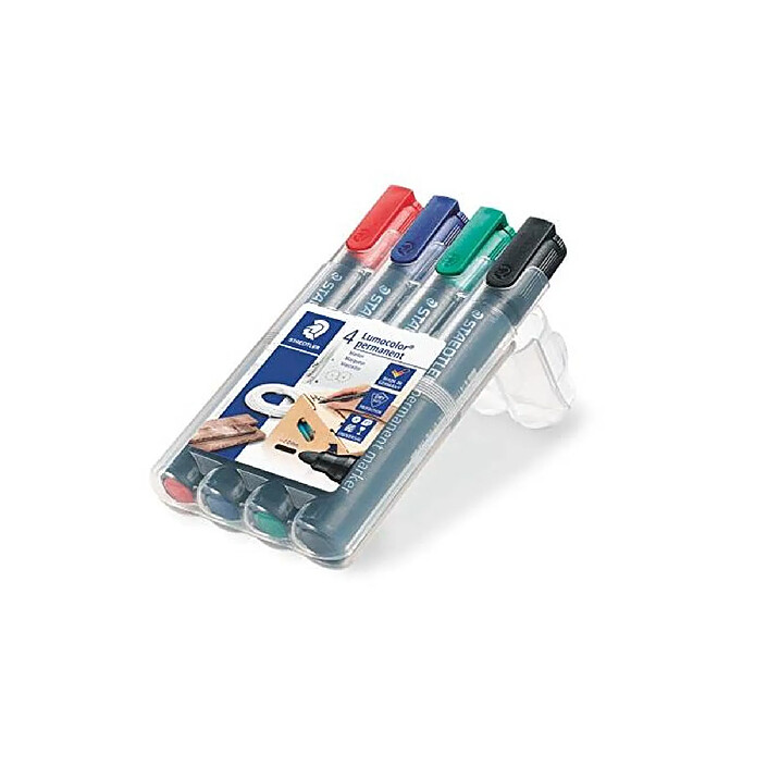 Acheter STAEDTLER Etui de 4 Marqueurs Permanent Lumocolor 352 Pointe Ogive 2 mm Assortis