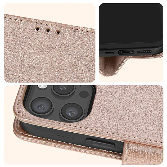 Acheter Avizar Étui pour iPhone 15 Pro Max Clapet Portefeuille Fonction Support Vidéo Rose