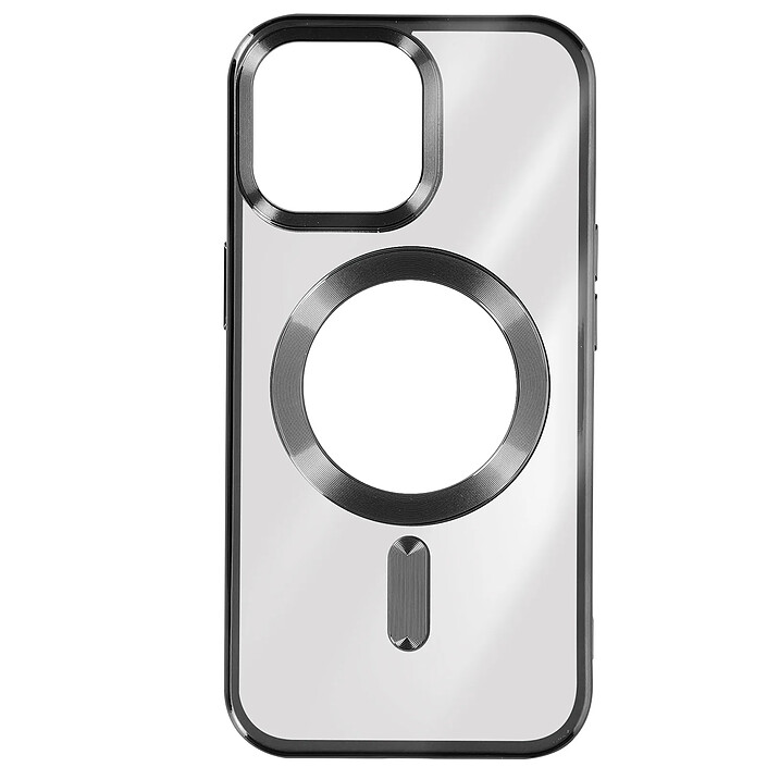 Avizar Coque MagSafe pour iPhone 15 Pro Silicone Protection Caméra Contour Chromé Noir
