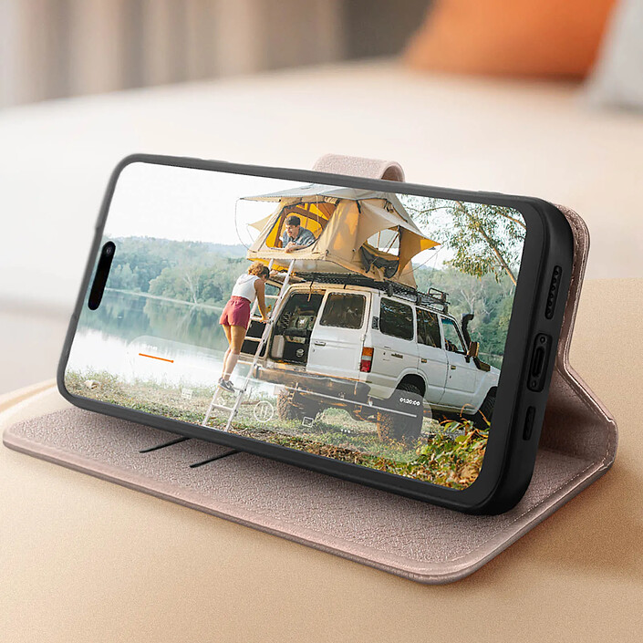 Avis Avizar Étui pour iPhone 15 Pro Max Clapet Portefeuille Fonction Support Vidéo Rose