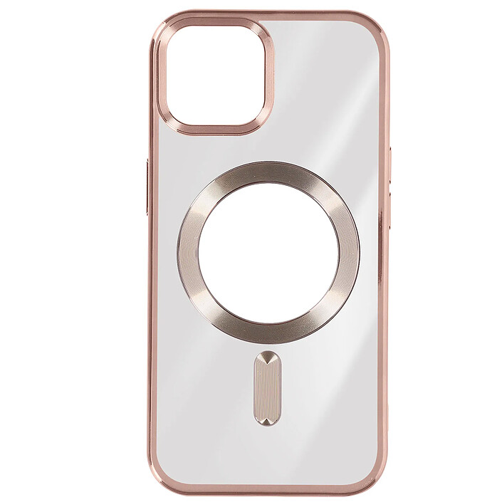 Avizar Coque MagSafe pour iPhone 15 Silicone Protection Caméra Contour Chromé Rose