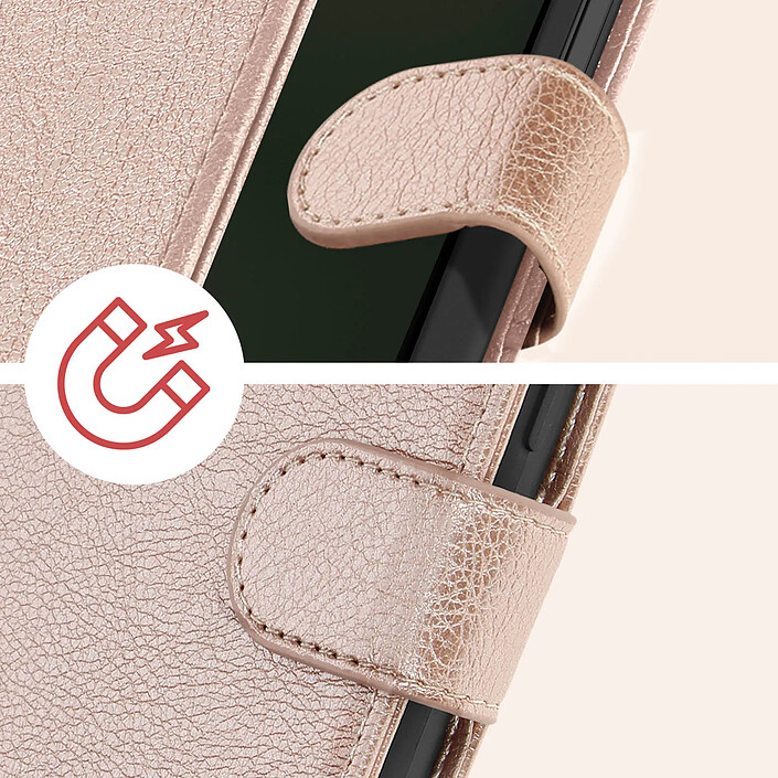 Avizar Étui pour iPhone 15 Pro Max Clapet Portefeuille Fonction Support Vidéo Rose pas cher