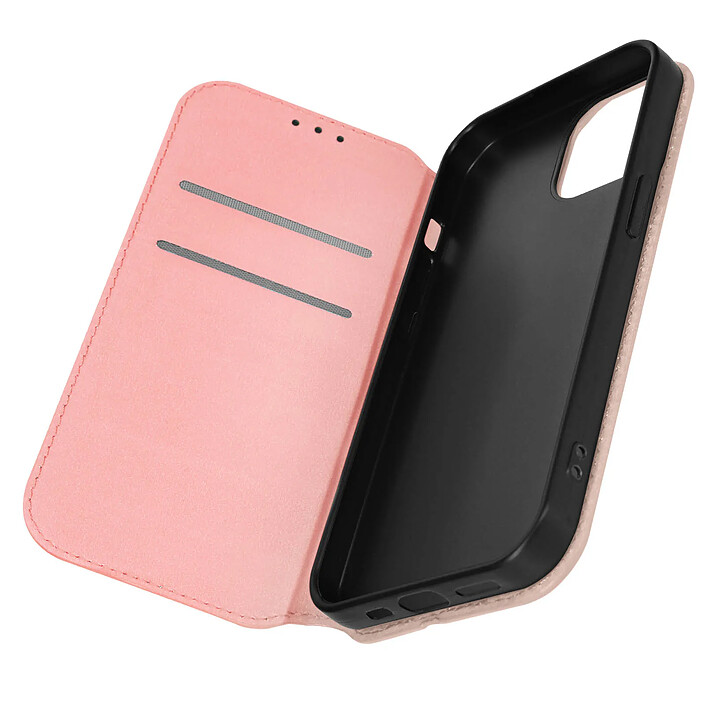 Avizar Étui pour iPhone 15 Plus Porte-carte Support Vidéo Clapet Magnétique Rose