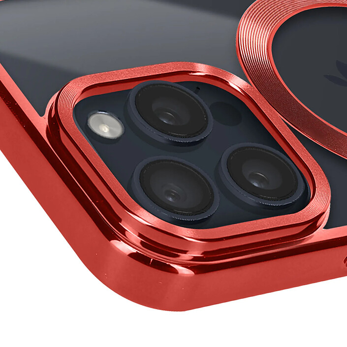Avizar Coque pour iPhone 15 Pro Max en Silicone Chromé Compatible MagSafe Rouge pas cher