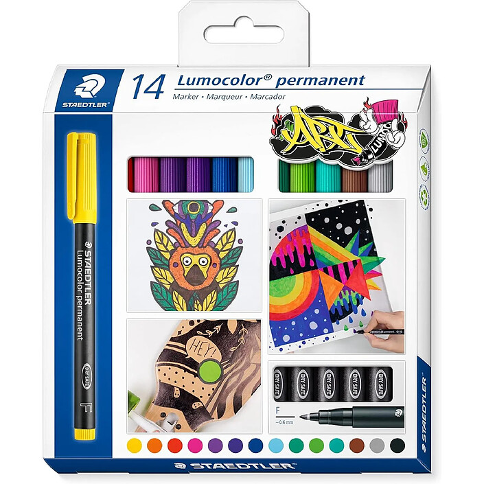 STAEDTLER Marqueur permanent 318F Lumocolor, étui de 14