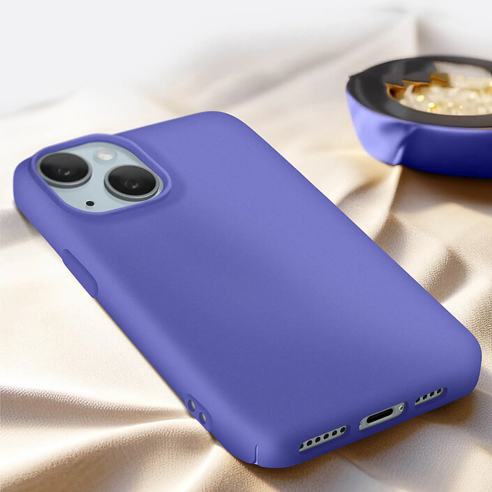 Acheter Coque pour iPhone 15 Plus Silicone Premium Semi rigide Mate Douce Violet clair