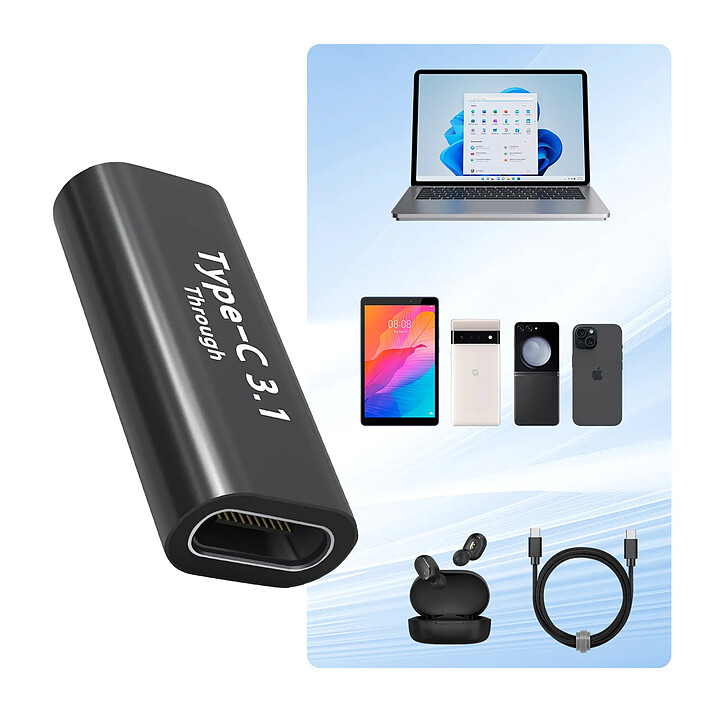 Avizar Adaptateur Rallonge USB-C Femelle vers USB-C Femelle Design Compact pas cher