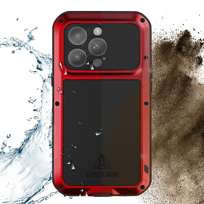 Acheter Coque Love Mei pour iPhone 14 Pro Max Intégrale Antichoc Antichute Etanche Rouge