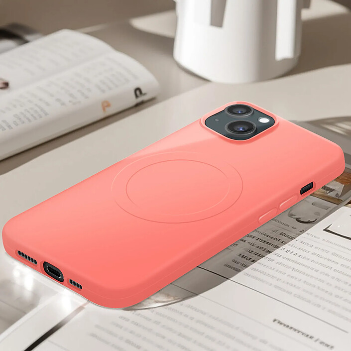 Acheter Avizar Coque Magsafe pour iPhone 15 plus Silicone Soft-touch Mag Cover rose corail