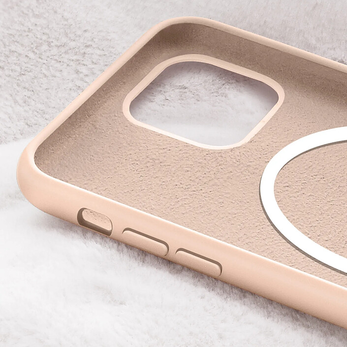 Avis Avizar Coque Magsafe pour iPhone 15 plus Silicone Soft-touch Mag Cover Rose poudré