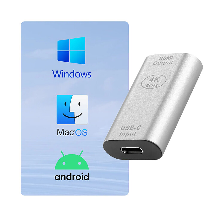 Avizar Adaptateur USB-C femelle vers HDMI femelle 4K Design Compact pas cher