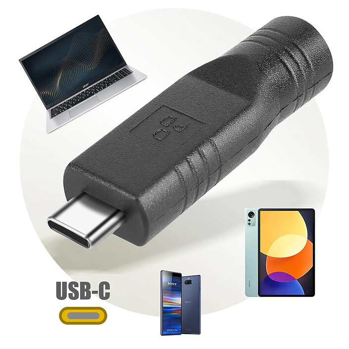 Avizar Adaptateur de Charge DC 5.5 x 2.1mm vers USB-C pas cher