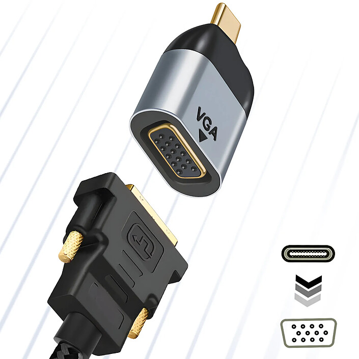 Avis Avizar Adaptateur Vidéo USB-C Mâle vers VGA Femelle Résolution 1080p Compact