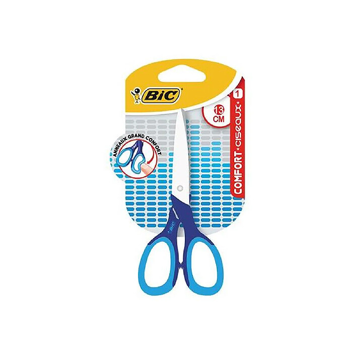 BIC Ciseaux COMFORT Anneux souples 13 cm Rose ou Bleu