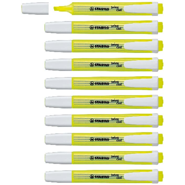 STABILO Surligneur de poche SWING COOL Pointe Biseautée 1 - 4 mm Jaune x 10