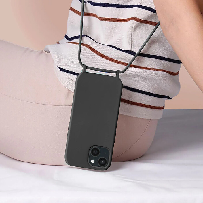 Avis Avizar Coque Cordon pour iPhone 15 Lanière Tour du Cou 80cm série Corda Noir