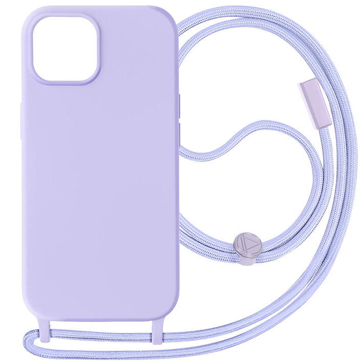 Avizar Coque Cordon pour iPhone 15 Plus Lanière Tour du Cou 80cm série Corda Violet