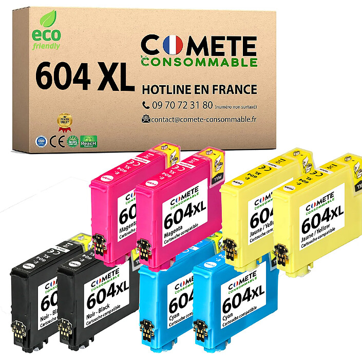 COMETE, Entreprise française - 604XL - 8 Cartouches Compatibles avec Epson