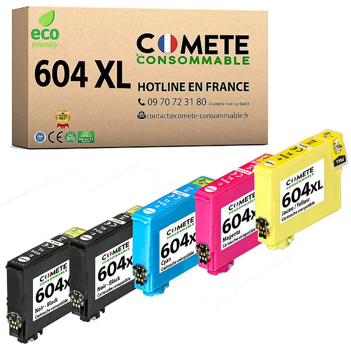 COMETE, Entreprise française - 604XL - 5 Cartouches Compatibles avec Epson
