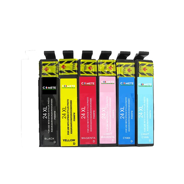 COMETE - 24XL - 6 Cartouches d'encre Compatible avec Epson 24XL pour Imprimantes Epson - Couleur et Noir - Marque Française