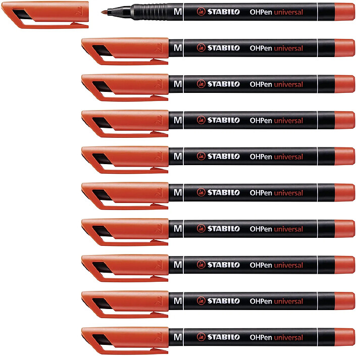 STABILO stylo-feutre OHPen Permanent Pointe Moyenne 1 mm Rouge x 10