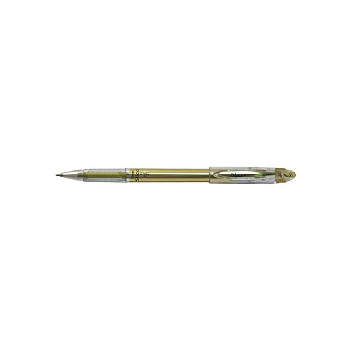 PENTEL Roller encre gel métallique Slicci, Pointe 0,8 mm, Or x 12