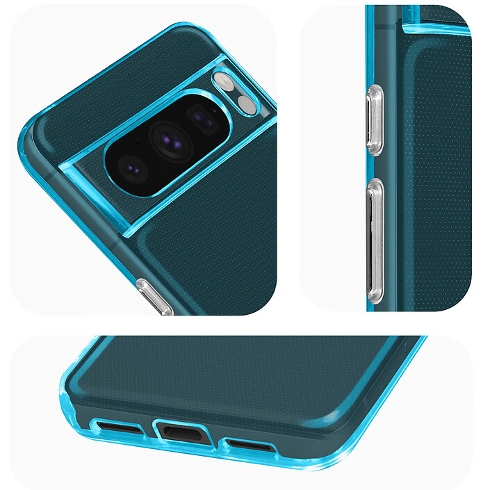 Avizar Coque pour Google Pixel 8 Pro Silicone Souple Classic Case Bleu translucide pas cher
