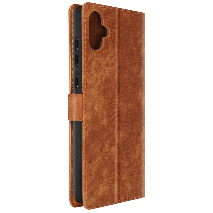 Avizar Etui pour Samsung Galaxy A05 Simili Cuir Effet Brossé Dragonne Marron