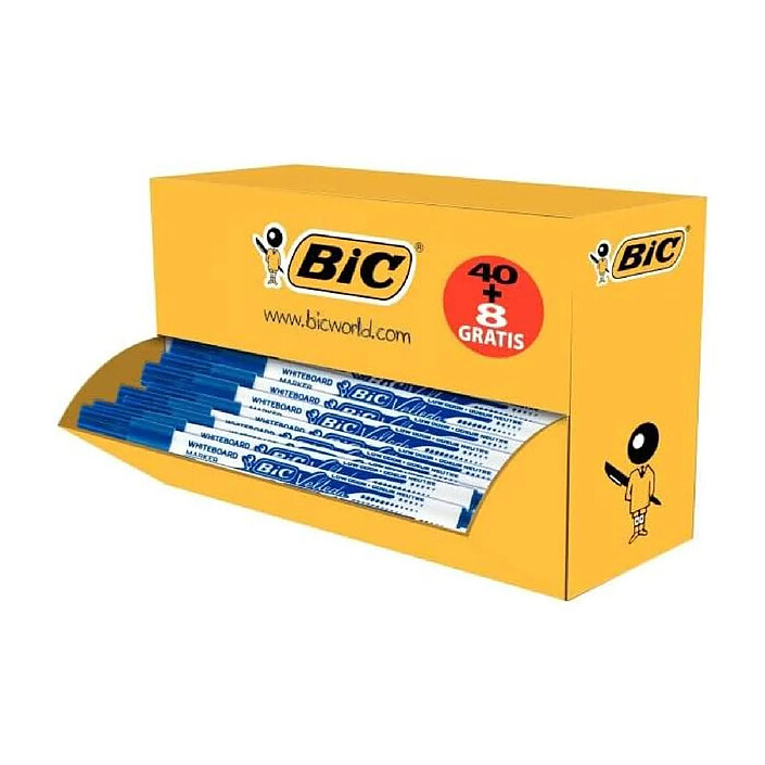 BIC Lot de 48 Effaçables à Sec Feutres 1.5mm Pointe Ogive Bleu