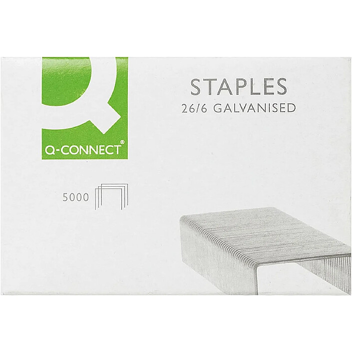 Q-CONNECT Boîte 5000 Agrafes 26/6 Galvanisées x 10