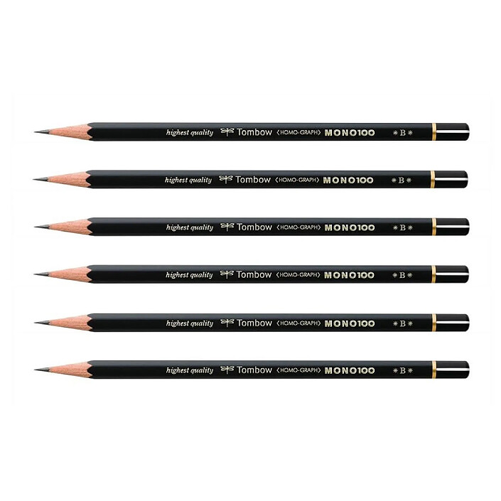TOMBOW Crayon Graphite Haute Qualité MONO 100 B x 6