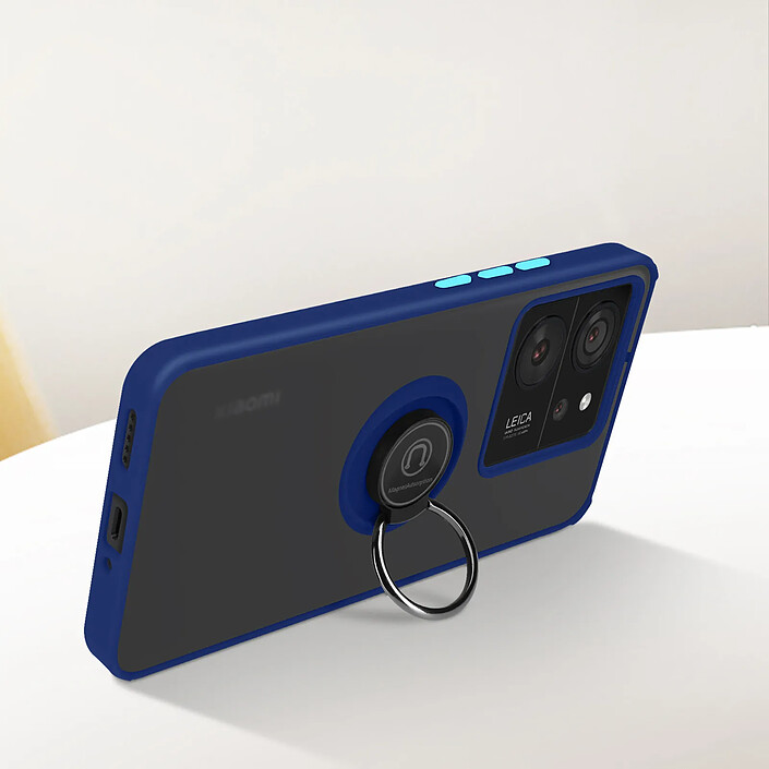 Avizar Coque pour Xiaomi 13T Pro Série Ringrig avec Bague Support Métallique Bleu pas cher