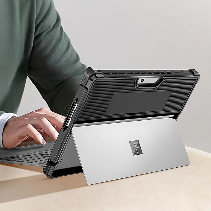 Avis Avizar Coque pour Surface Pro 9 Silicone Bumper Poignée Bandoulière Série Handy Noir