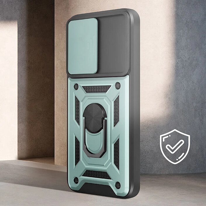 Avis Avizar Coque pour Samsung Galaxy S23 FE Bague Support Cache caméra coulissant Vert
