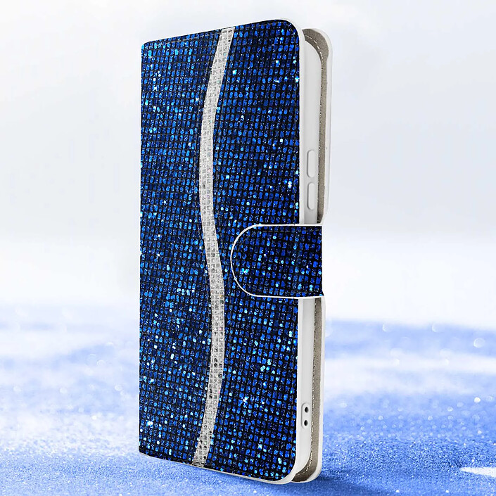 Avis Avizar Étui pour Samsung Galaxy A54 5G Pailleté Disco Portefeuille Support vidéo Bleu