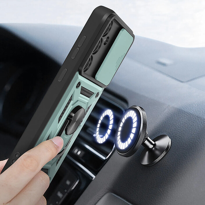 Avizar Coque pour Samsung Galaxy S23 FE Bague Support Cache caméra coulissant Vert pas cher