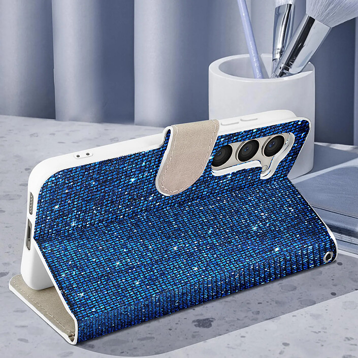 Acheter Avizar Étui pour Samsung Galaxy S23 Pailleté Disco Portefeuille Support vidéo Bleu