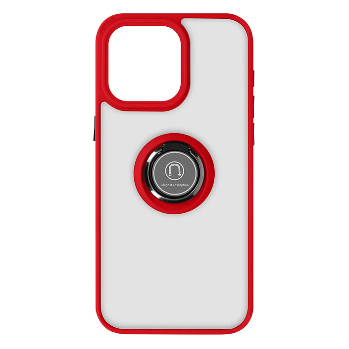 Avizar Coque pour iPhone 15 Pro Hybride Bague Métallique Support Vidéo Ringrip Rouge