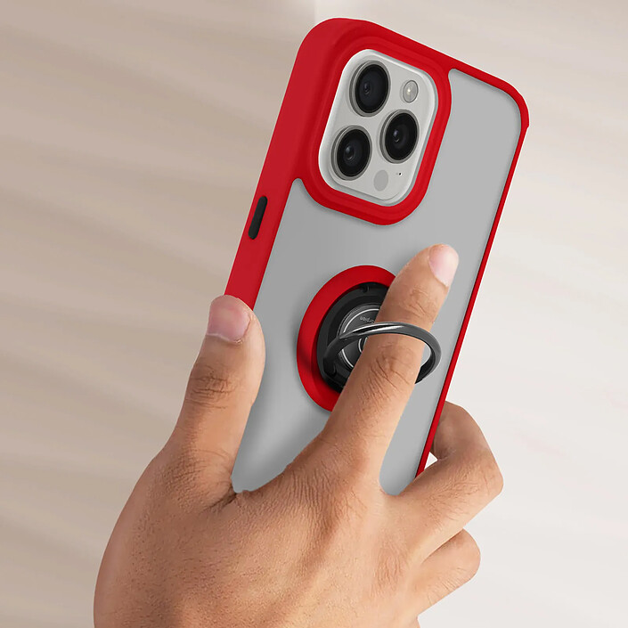 Avis Avizar Coque pour iPhone 15 Pro Hybride Bague Métallique Support Vidéo Ringrip Rouge